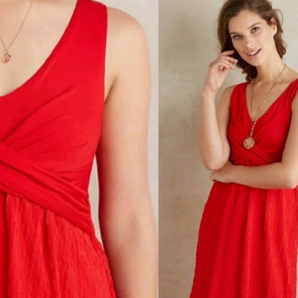 NWT Anthropologie Amadi Mia Red Dress Size L - Picture 2 of 13